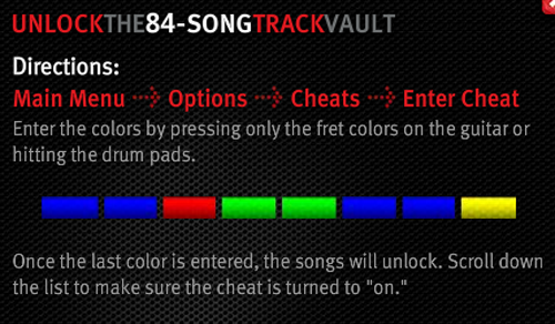 Guitar Hero World Tour Unlock All Songs Cheat Gematsu