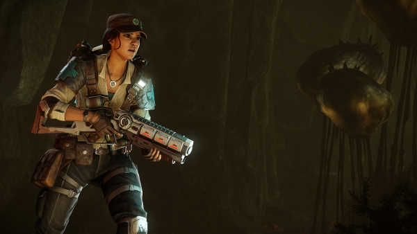 evolve caira medic scientist diaz detailed third character latest introduces gameplay its screenshots healer gematsu unveiled trailer amongst hunters 2k