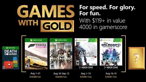 Xbox Live Gold free games for August 2018
