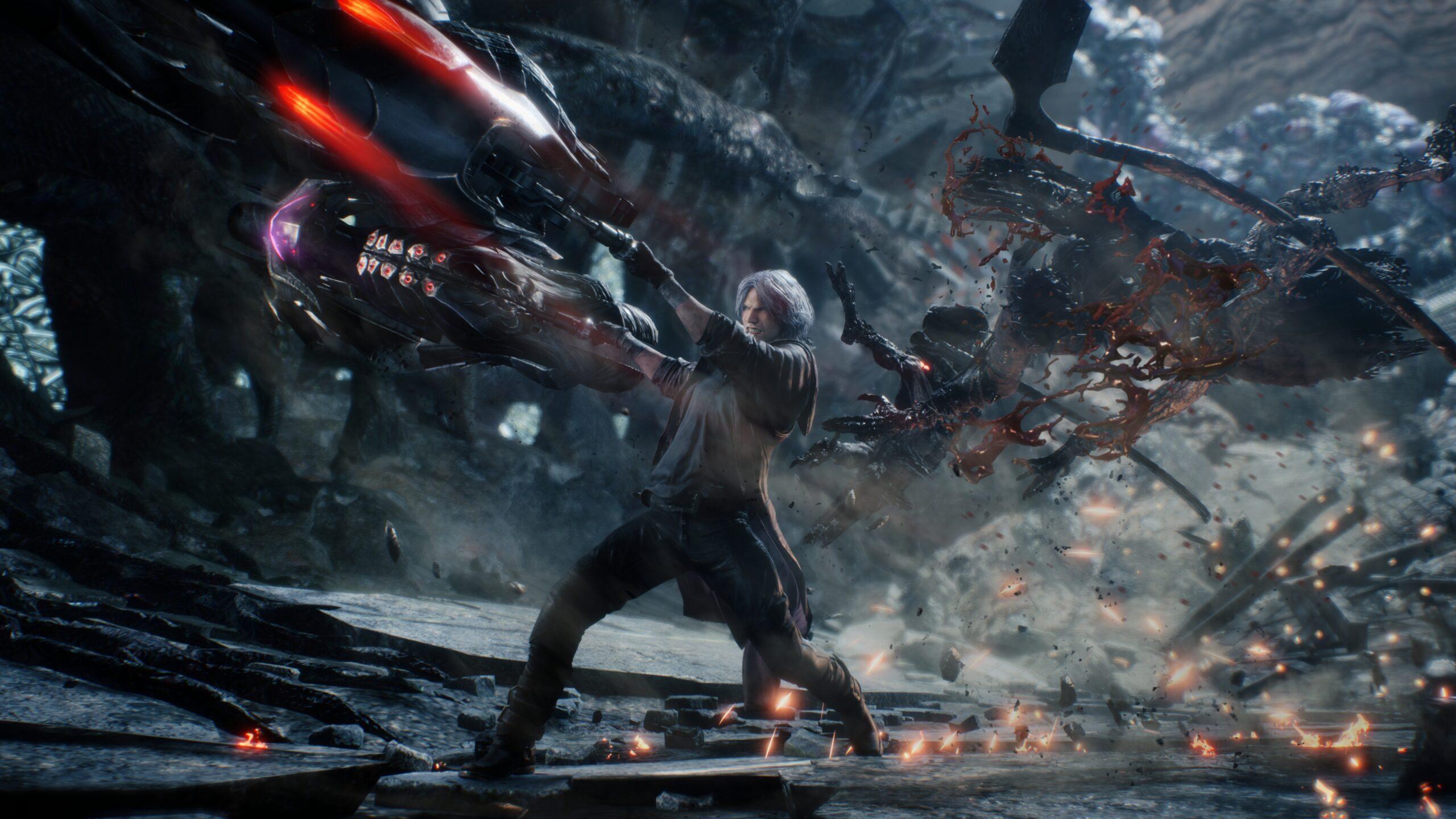 Devil May Cry 5 gameplay shows Dante hitting demons with his