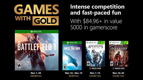 Xbox Live Gold free games for November 2018