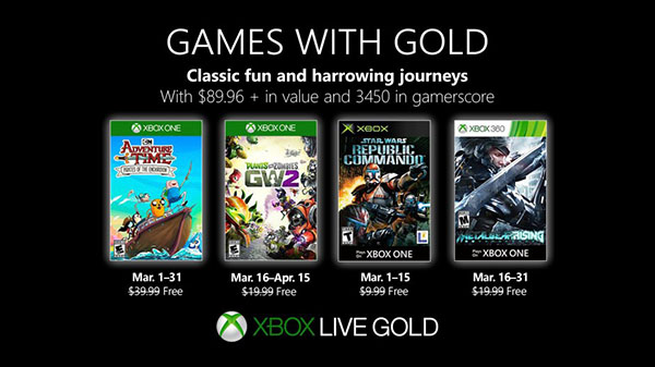 Xbox Live Gold free games for March 2019