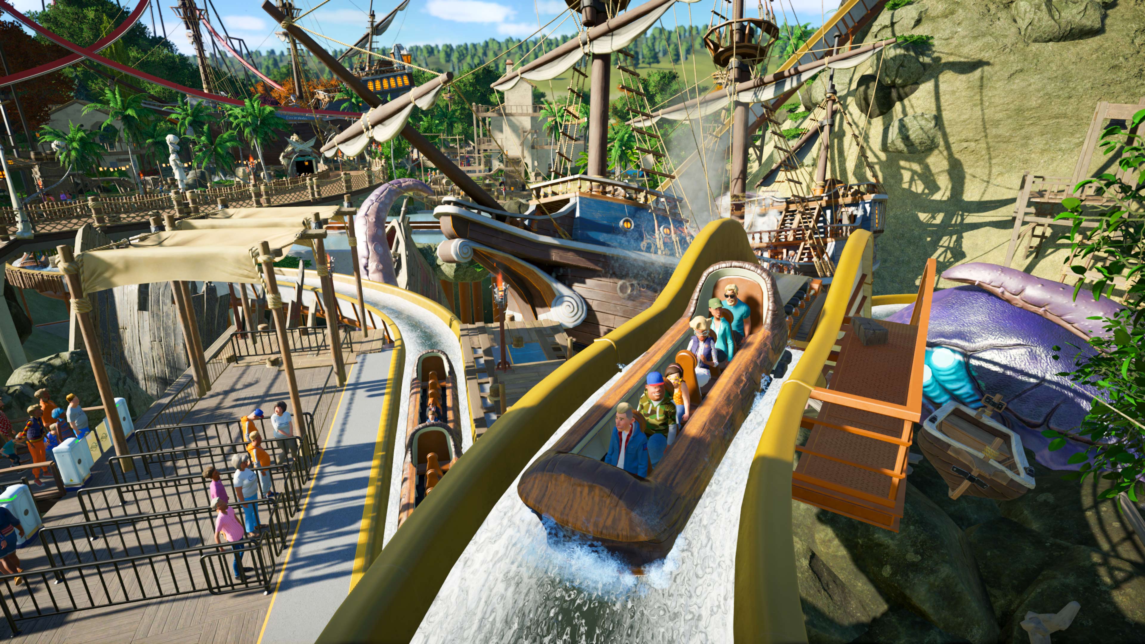 Planet Coaster Console Edition launch trailer screenshots Gematsu