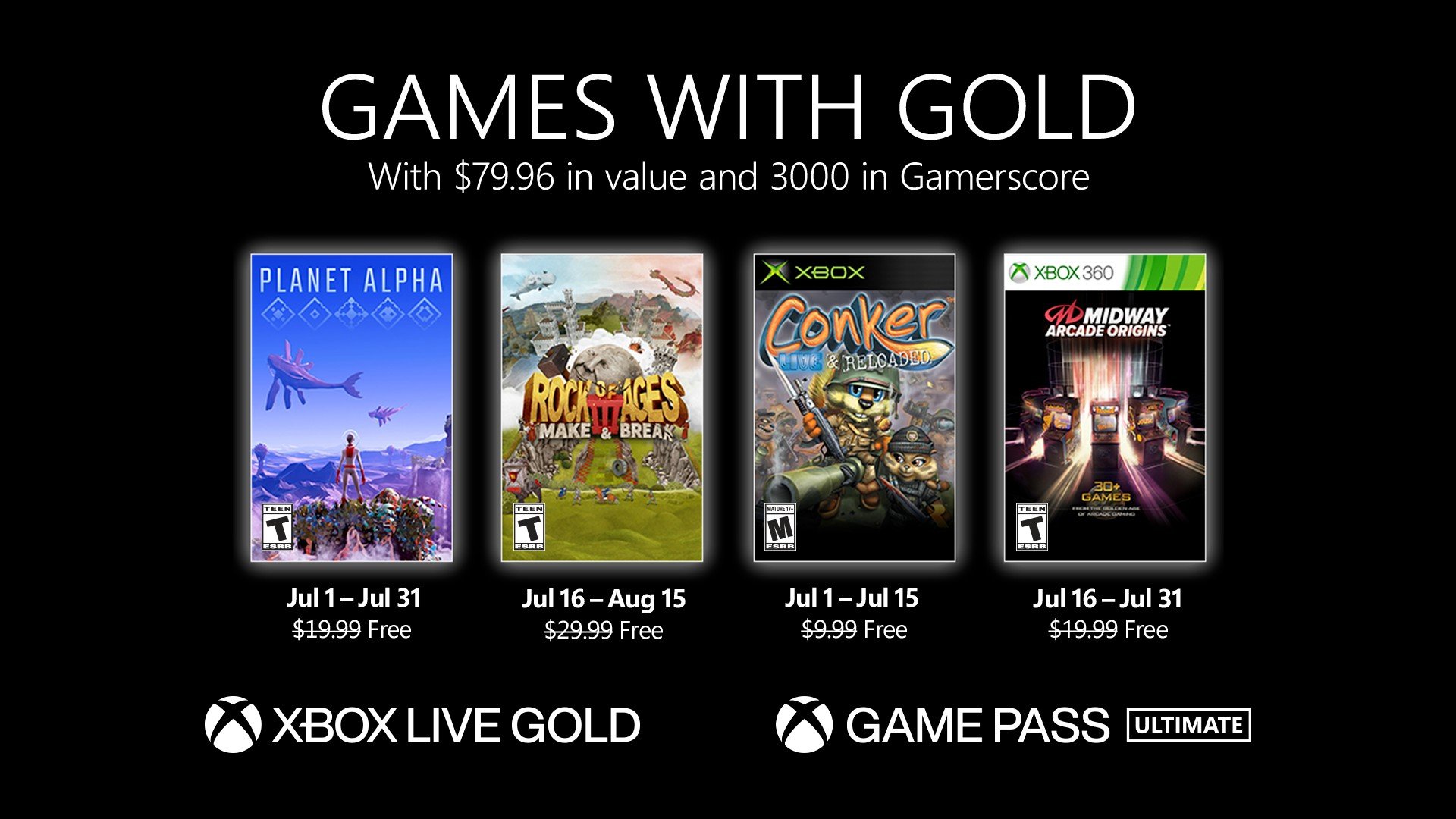 Xbox Live Gold free games for July 2021 announced - Gematsu