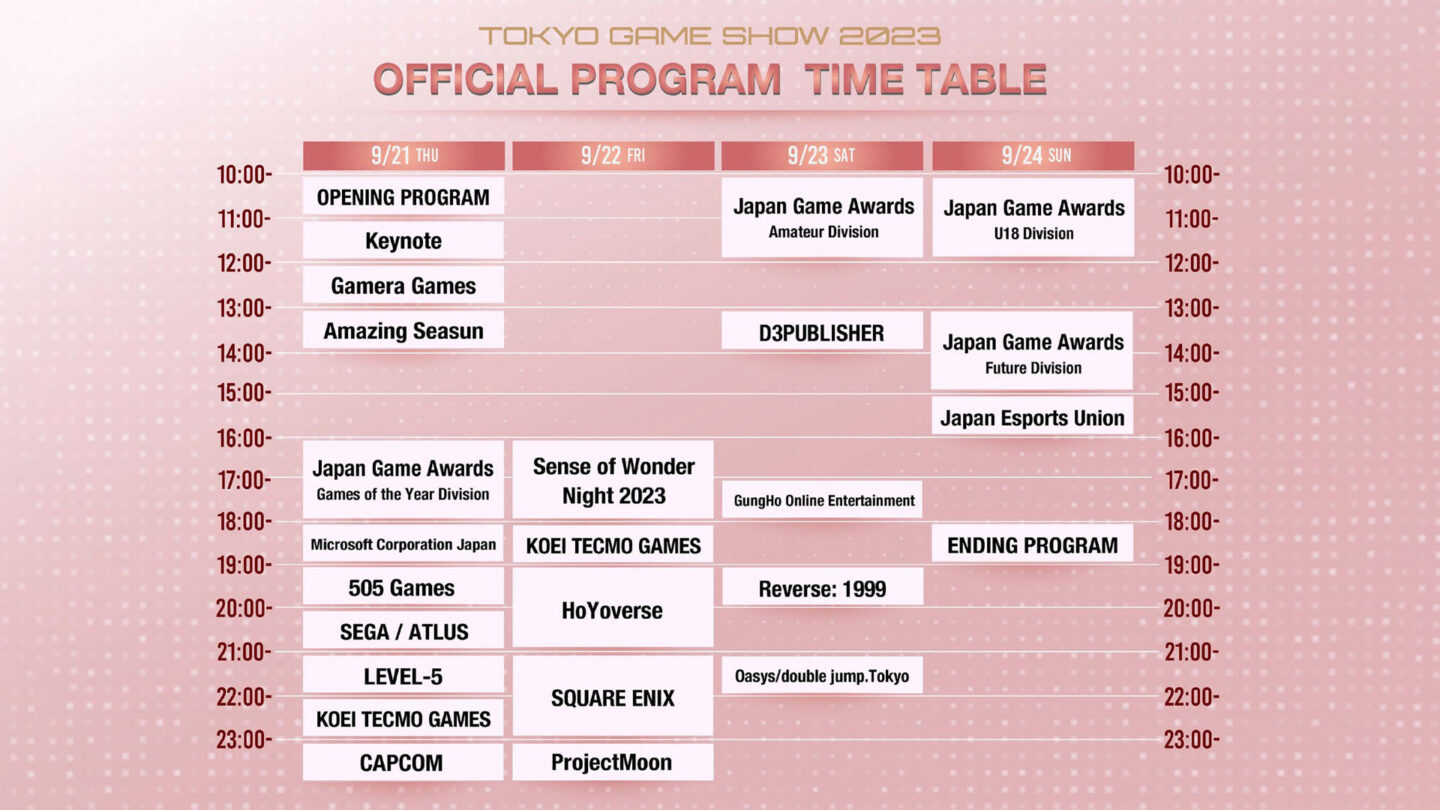 TGS 2023 official live stream program schedule announced Gematsu