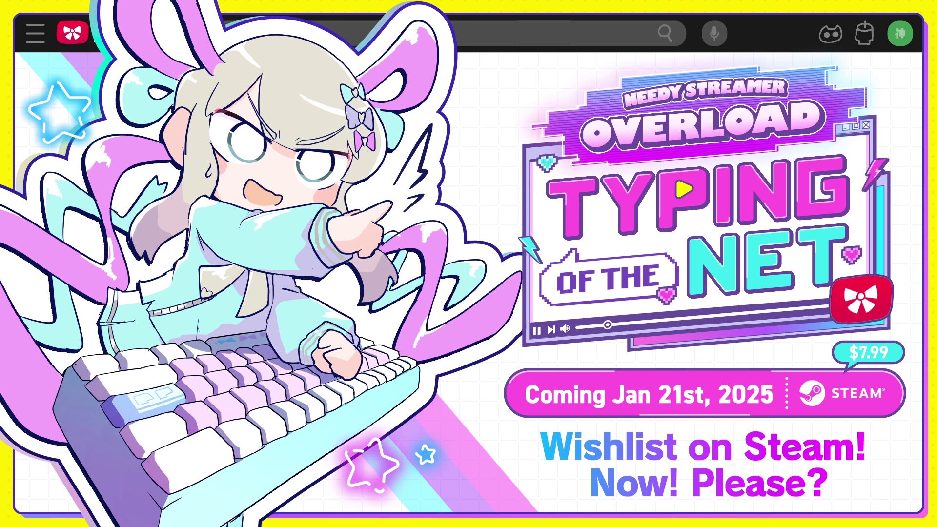 NEEDY STREAMER OVERLOAD: Typing of The Net анонсирован для ПК